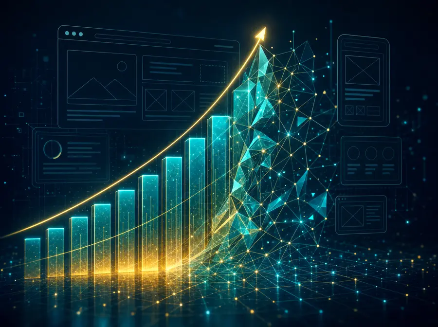Grafic de creștere digitală format din noduri conectate