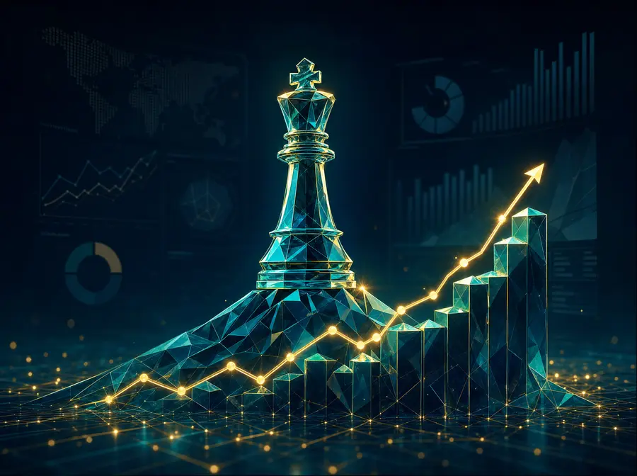 Structură cristalină pe un grafic ascendent de date